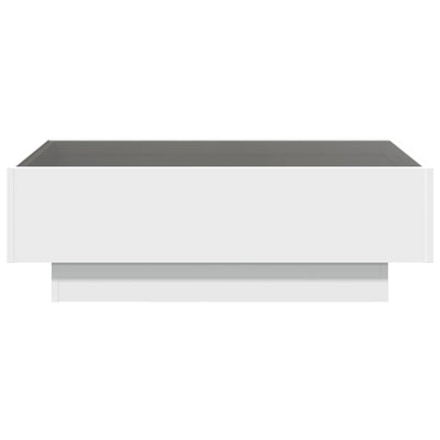 Sohvapöytä LED-valoilla valkoinen 90x50x30 cm tekninen puu