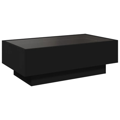 Sohvapöytä LED-valoilla musta 90x50x30 cm tekninen puu