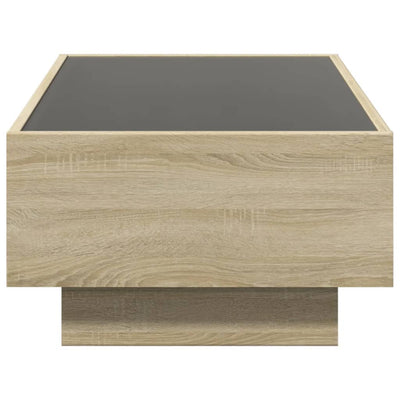 Sohvapöytä LED-valoilla Sonoma-tammi 90x50x30 cm tekninen puu