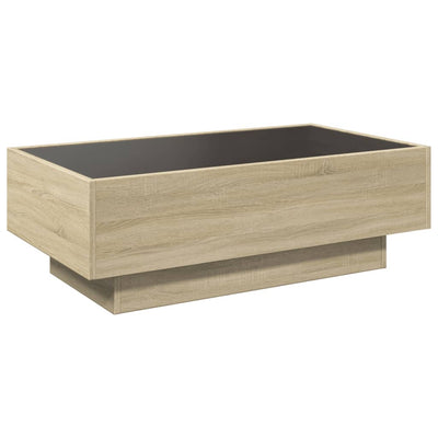 Sohvapöytä LED-valoilla Sonoma-tammi 90x50x30 cm tekninen puu
