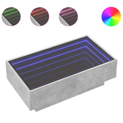 Sohvapöytä LED-valoilla betoninharmaa 90x50x30 cm tekninen puu