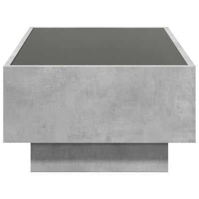Sohvapöytä LED-valoilla betoninharmaa 90x50x30 cm tekninen puu