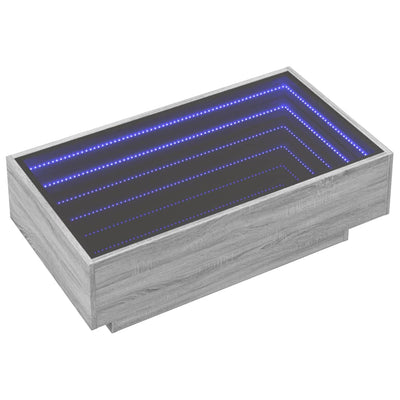 Sohvapöytä LED-valoilla harmaa Sonoma 90x50x30 cm tekninen puu
