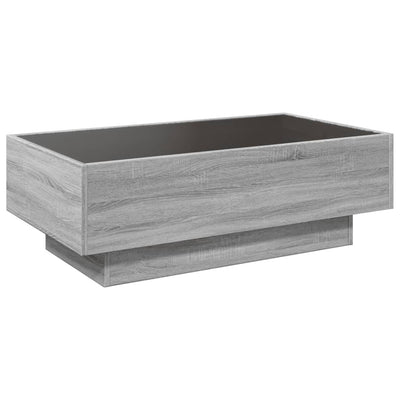 Sohvapöytä LED-valoilla harmaa Sonoma 90x50x30 cm tekninen puu