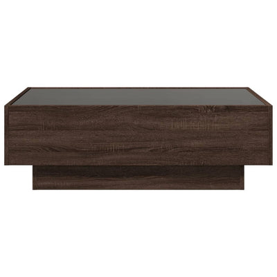 Sohvapöytä LED-valoilla ruskea tammi 90x50x30 cm tekninen puu