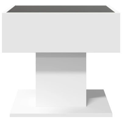 Valkoinen sohvapöytä led-valoilla Marcian 50x50x45cm (puinen)