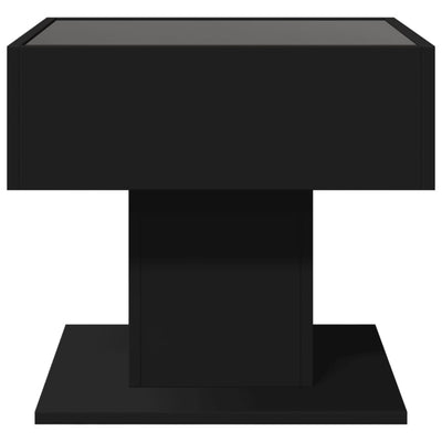 Musta sohvapöytä led-valoilla Marcian 50x50x45cm (puinen)