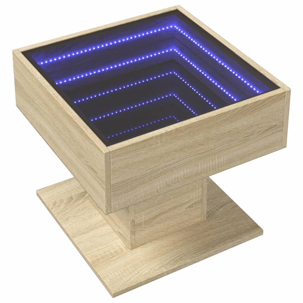 Sonoma-tammi sohvapöytä led-valoilla Marcian 50x50x45cm (puinen)