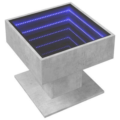 Betoninharmaa sohvapöytä led-valoilla Marcian 50x50x45cm (puinen)
