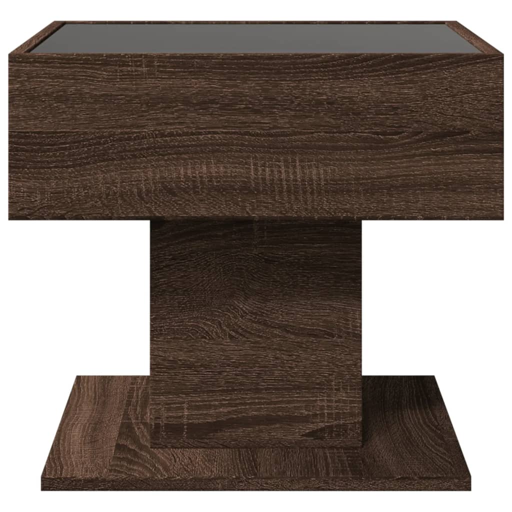 Ruskea sohvapöytä led-valoilla Marcian 50x50x45cm (puinen)
