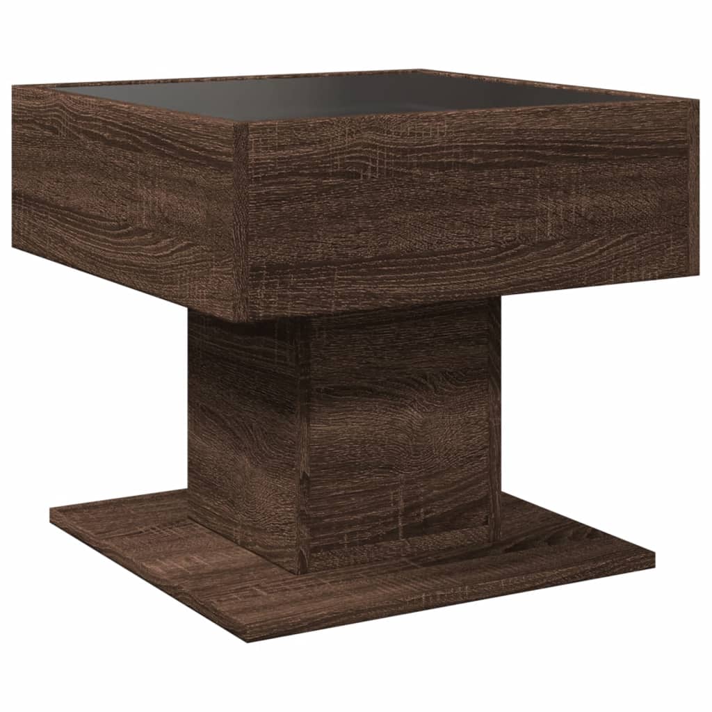 Ruskea sohvapöytä led-valoilla Marcian 50x50x45cm (puinen)