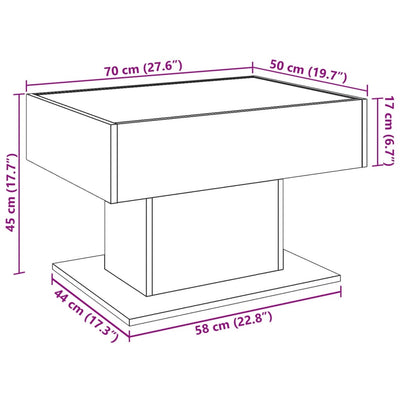 Sonoma tammi sohvapöytä led-valoilla Marcian 70x50x45cm (puinen)