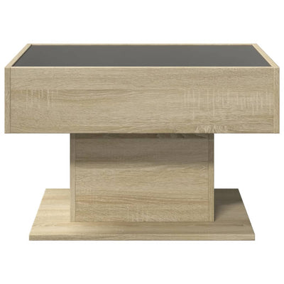 Sohvapöytä LED-valoilla Sonoma-tammi 70x50x45 cm tekninen puu