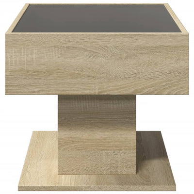 Sohvapöytä LED-valoilla Sonoma-tammi 70x50x45 cm tekninen puu