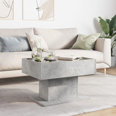 Sohvapöytä LED-valoilla betoninharmaa 70x50x45 cm tekninen puu