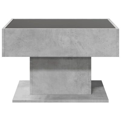 Sohvapöytä LED-valoilla betoninharmaa 70x50x45 cm tekninen puu