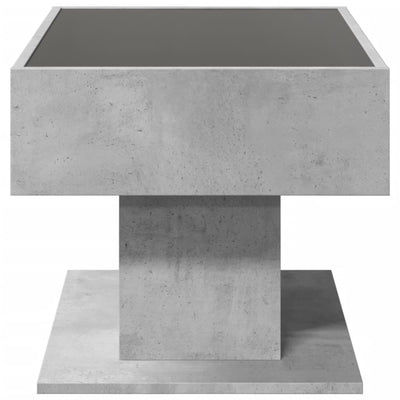 Sohvapöytä LED-valoilla betoninharmaa 70x50x45 cm tekninen puu