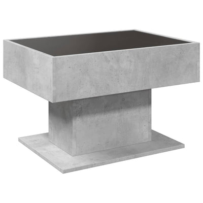 Sohvapöytä LED-valoilla betoninharmaa 70x50x45 cm tekninen puu