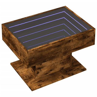 Sohvapöytä LED-valoilla savutammi 70x50x45 cm tekninen puu