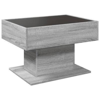 Sohvapöytä LED-valoilla harmaa Sonoma 70x50x45 cm tekninen puu