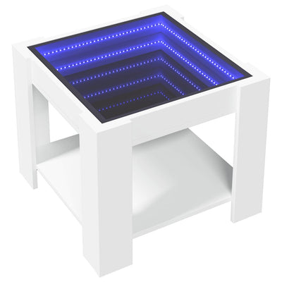 Valkoinen sohvapöytä led-valoilla Enaceanu 53x53x45cm (puinen)