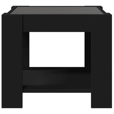 Sohvapöytä LED-valoilla musta 53x53x45 cm tekninen puu