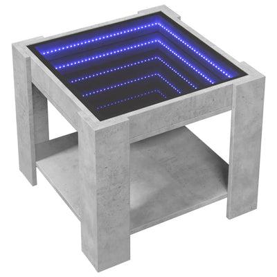 Betoninharmaa sohvapöytä led-valoilla Enaceanu 53x53x45cm (puinen)