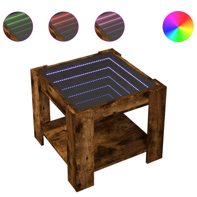 Savutammi sohvapöytä led-valoilla Enaceanu 53x53x45cm (puinen)