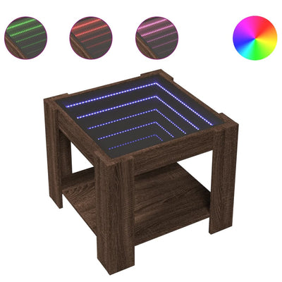 Ruskea sohvapöytä led-valoilla Enaceanu 53x53x45cm (tammi, puinen)