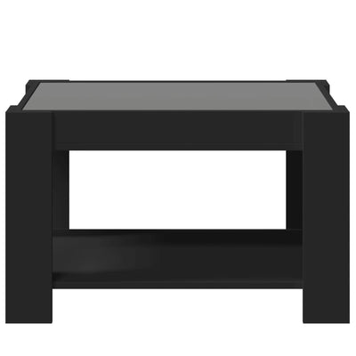 Sohvapöytä LED-valoilla musta 73x53x45 cm tekninen puu