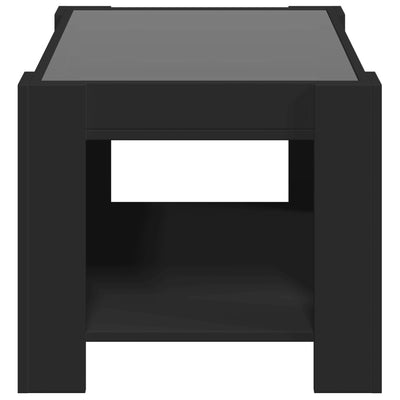 Sohvapöytä LED-valoilla musta 73x53x45 cm tekninen puu