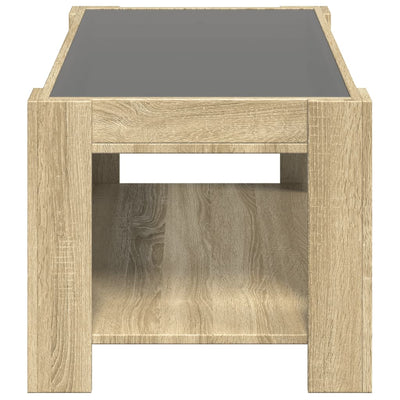 Sohvapöytä LED-valoilla Sonoma-tammi 93x53x45 cm tekninen puu