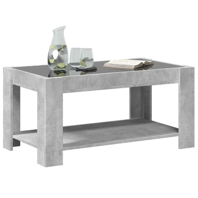 Sohvapöytä LED-valoilla betoninharmaa 93x53x45 cm tekninen puu