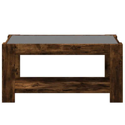 Sohvapöytä LED-valoilla savutammi 93x53x45 cm tekninen puu