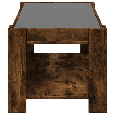 Sohvapöytä LED-valoilla savutammi 93x53x45 cm tekninen puu