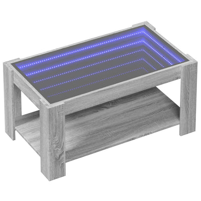 Sohvapöytä LED-valoilla harmaa Sonoma 93x53x45 cm tekninen puu
