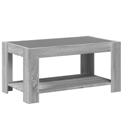 Sohvapöytä LED-valoilla harmaa Sonoma 93x53x45 cm tekninen puu