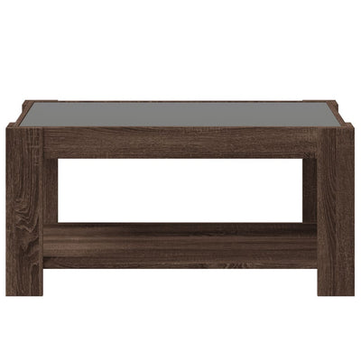 Sohvapöytä LED-valoilla ruskea tammi 93x53x45 cm tekninen puu