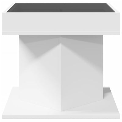 Valkoinen sohvapöytä led-valoilla Ionasel 50x50x45cm (puinen)