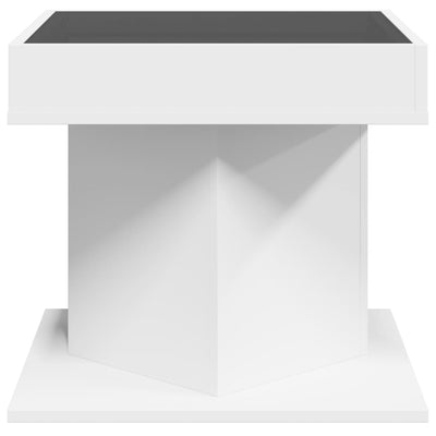 Valkoinen sohvapöytä led-valoilla Ionasel 50x50x45cm (puinen)