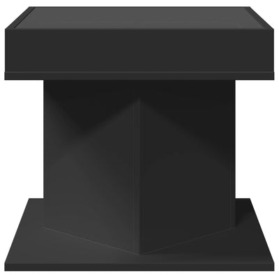 Sohvapöytä LED-valoilla musta 50x50x45 cm tekninen puu