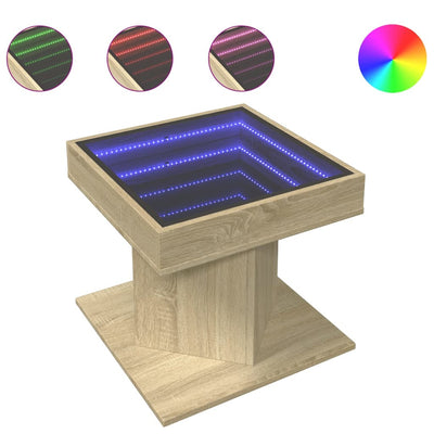 Sonoma-tammi sohvapöytä led-valoilla Ionasel 50x50x45cm (puinen)