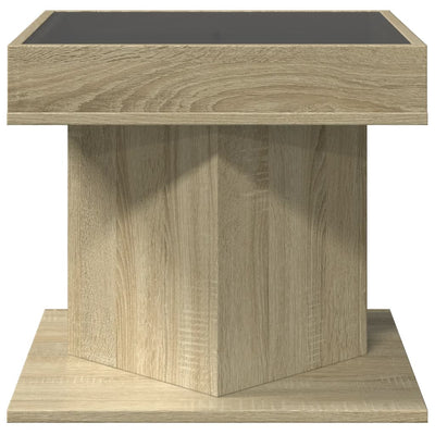 Sohvapöytä LED-valoilla Sonoma-tammi 50x50x45 cm tekninen puu