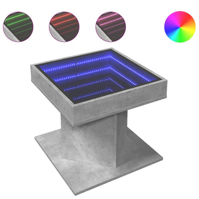 Betoninharmaa sohvapöytä led-valoilla Ionasel 50x50x45cm (puinen)