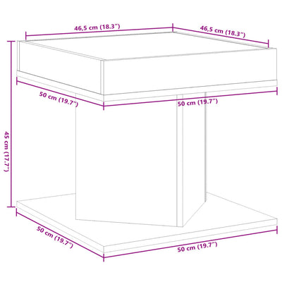 Betoninharmaa sohvapöytä led-valoilla Ionasel 50x50x45cm (puinen)