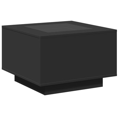 Sohvapöytä LED-valoilla musta 60x60x40 cm lastulevy