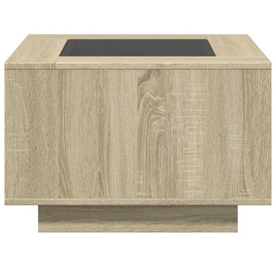 Sohvapöytä LED-valoilla Sonoma-tammi 60x60x40 cm tekninen puu