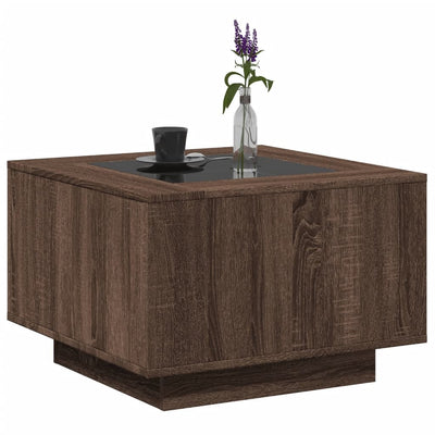 Sohvapöytä LED-valoilla ruskea tammi 60x60x40 cm tekninen puu