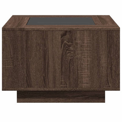 Sohvapöytä LED-valoilla ruskea tammi 60x60x40 cm tekninen puu