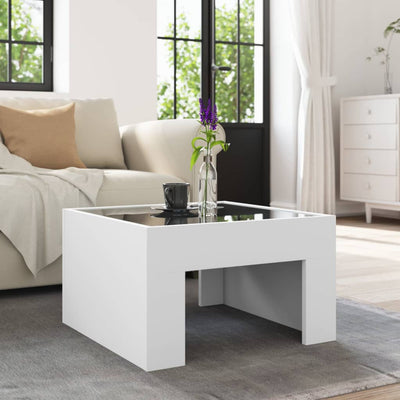 sohvapöytä Infinity LED-valoilla valkoinen 50x50x30 cm